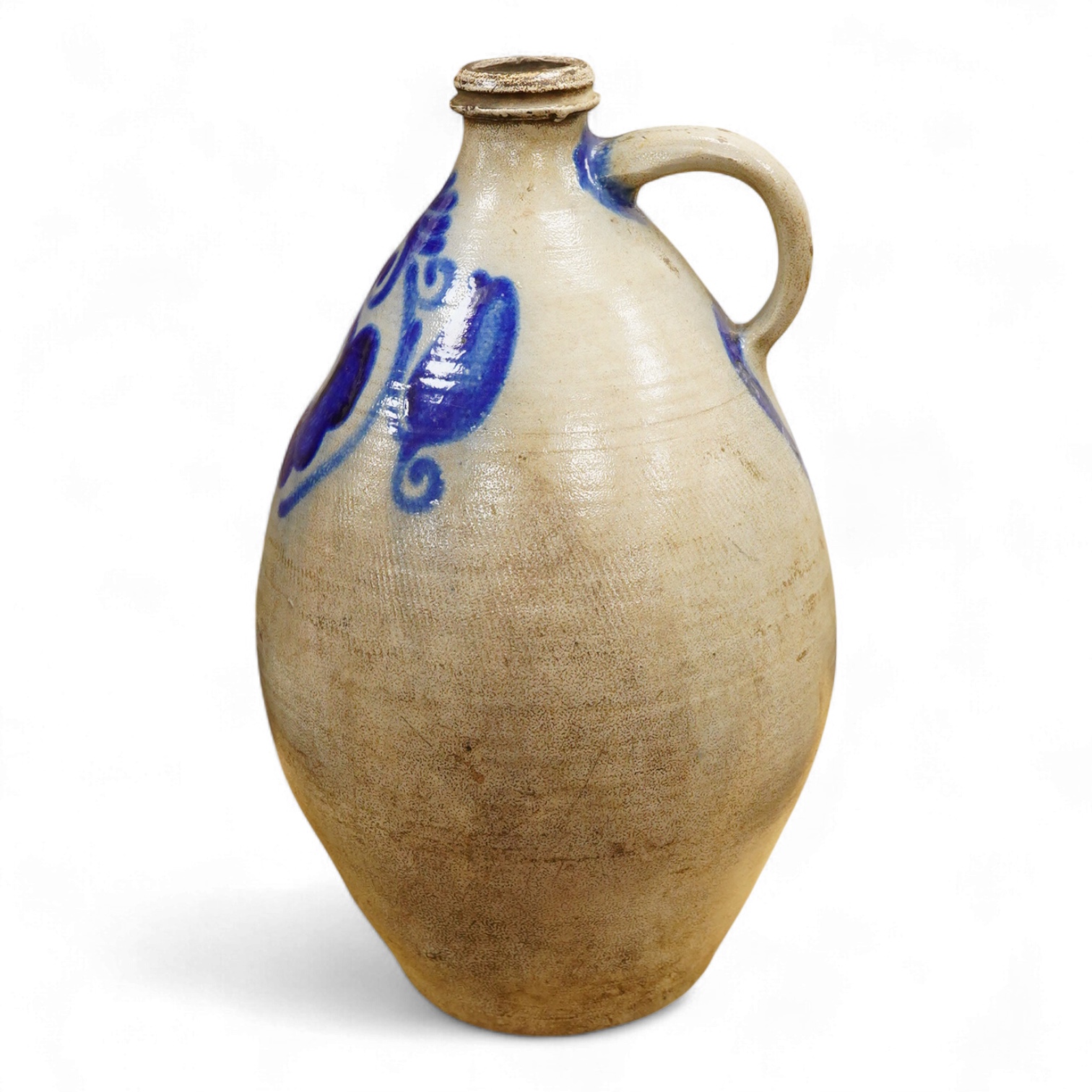 A large European salt glazed stoneware flagon, 43cm high
